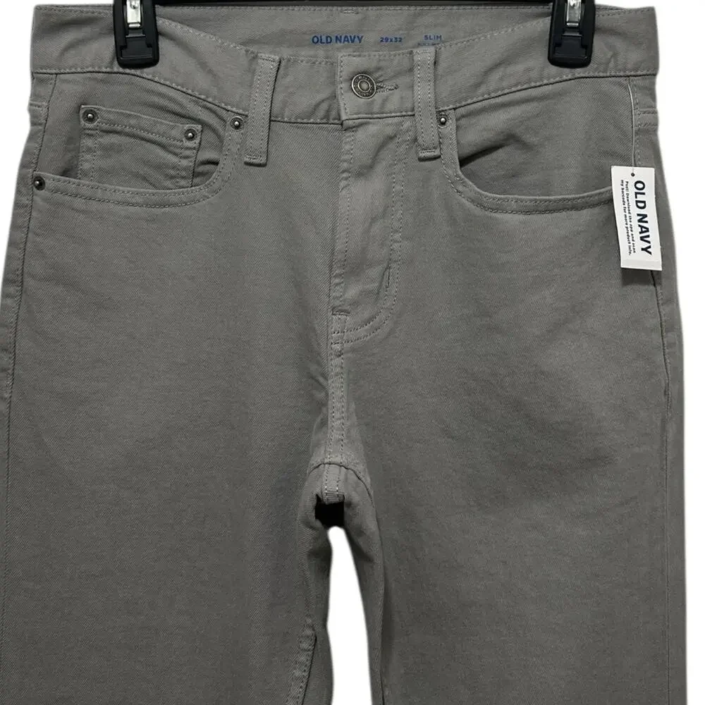 OLD NAVY Jeans Mens Size 29x32 Slim 5 Pocket Light Gray Built In Flex